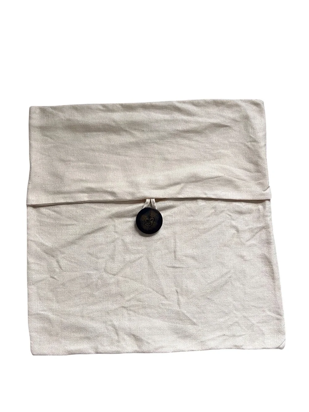 Pottery Barn Cream Pillow Cover Sham Linen Accent Button Coastal Neutral 18 inch